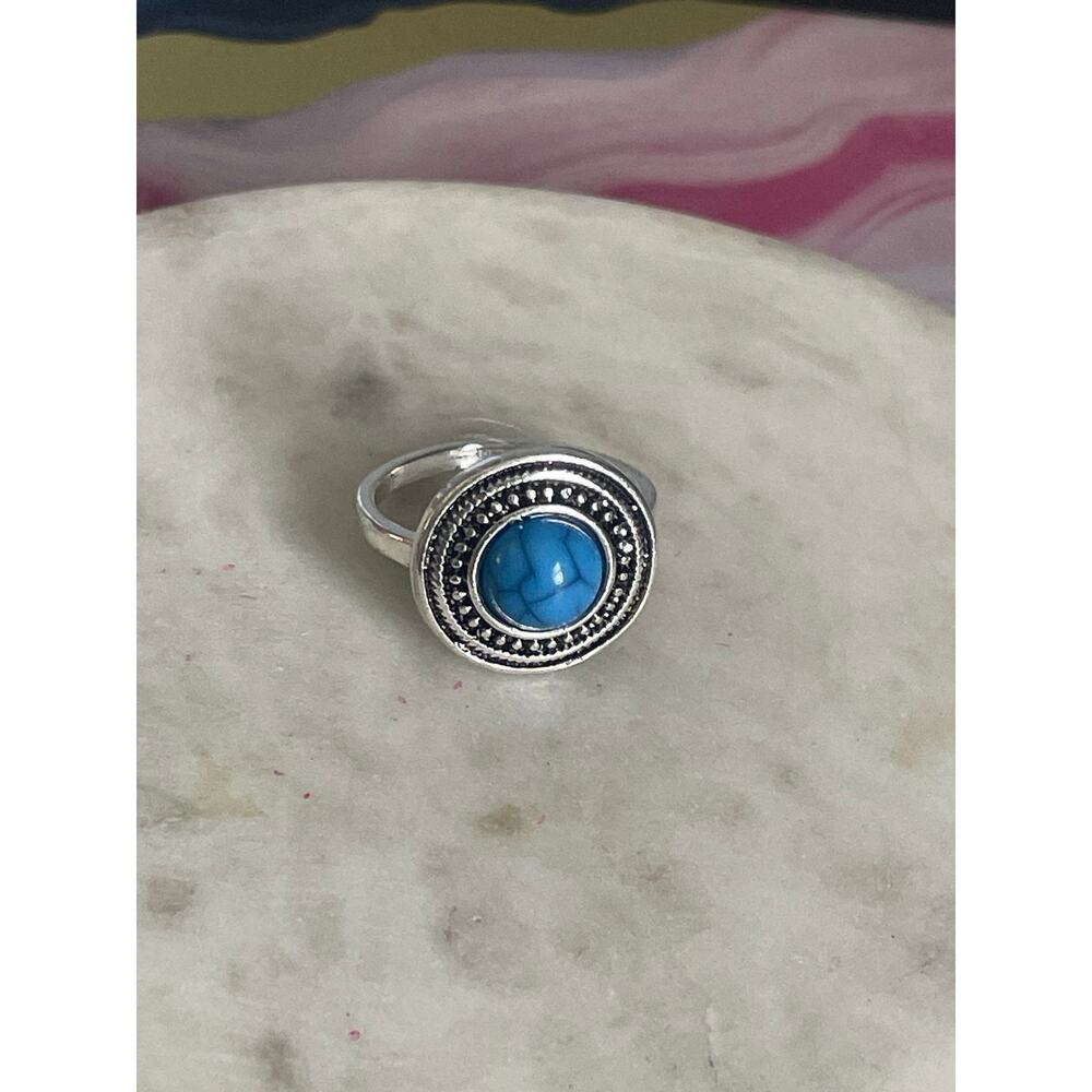 4.5 Silver Red synthetic gem Ring